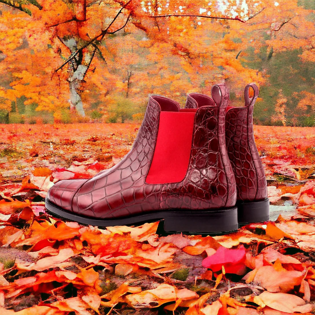 Red Exotic Alligator Chelsea Boot